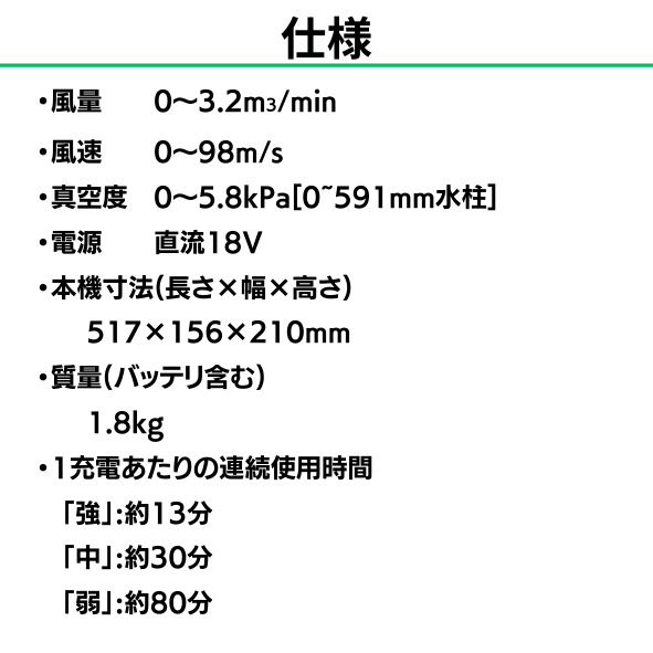 18V充電式ブロア(集塵機能付き) UB185D