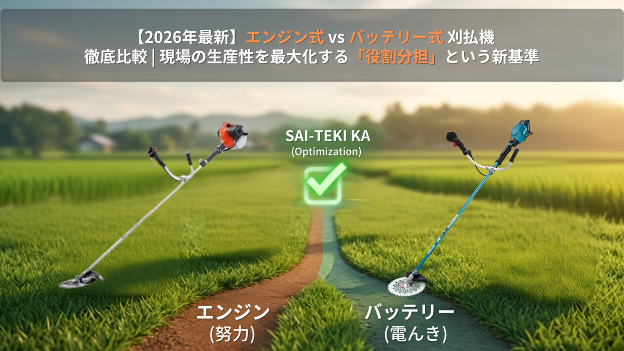 エンジン式とバッテリー式の草刈り機の役割分担